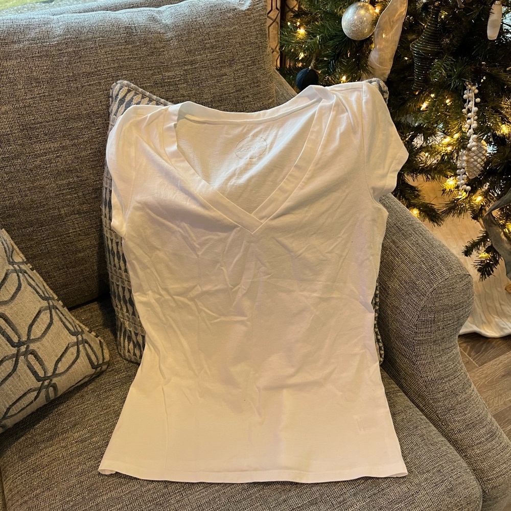 Womens INC BRAND SIZE L cap sleeve T-shirt WHITE